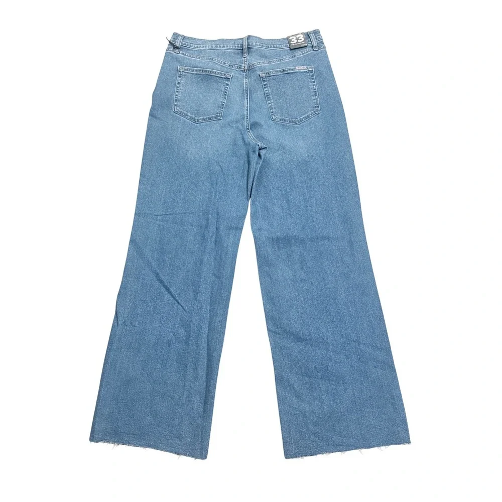 Joe's Jeans Womens Plus 33 Empower High Rise Wide Leg Raw Hem Denim Blue NWT NEW